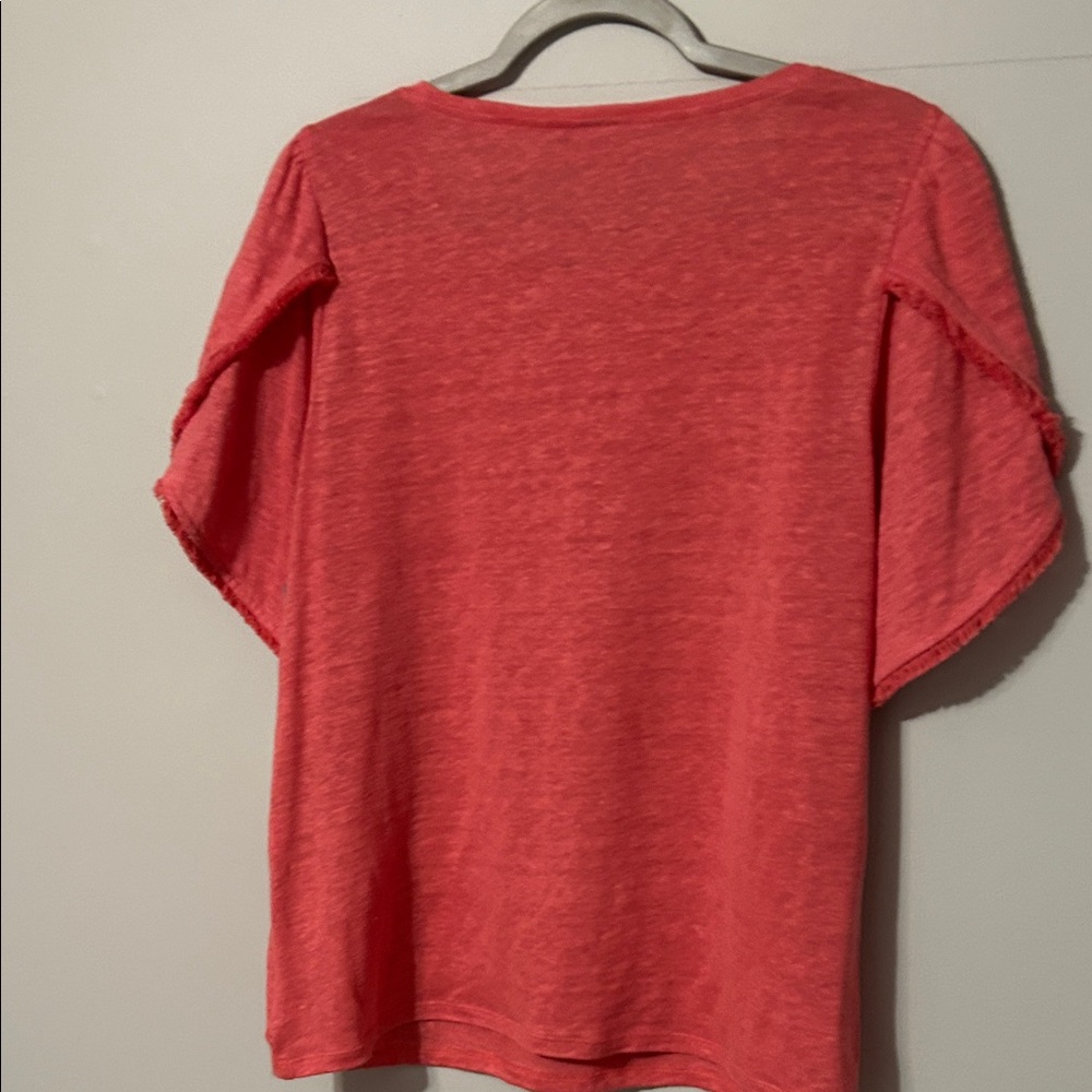 Chico's Strawberry Blush Short Sleeve top. Size one(medium)100% linen. NWT - Picture 6 of 10